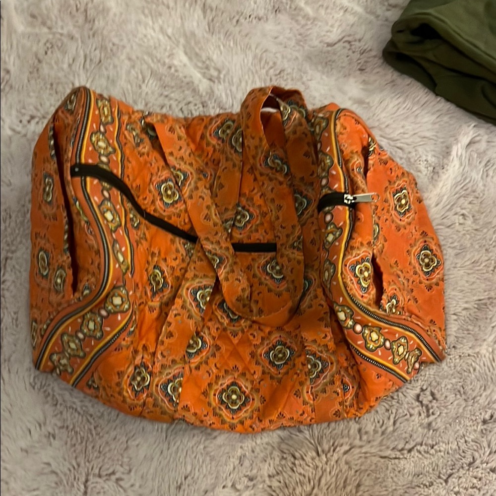 Vibrant Orange Patterned Tote Bag